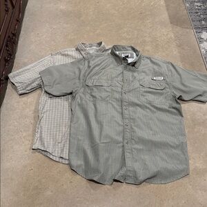 Magellan Green and khaki Plaid Shirts